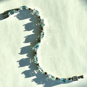 GENUINE Marquise 10x5mm BLUE TOPAZ Sterling SILVER 925 - Tennis BRACELET *NEW*